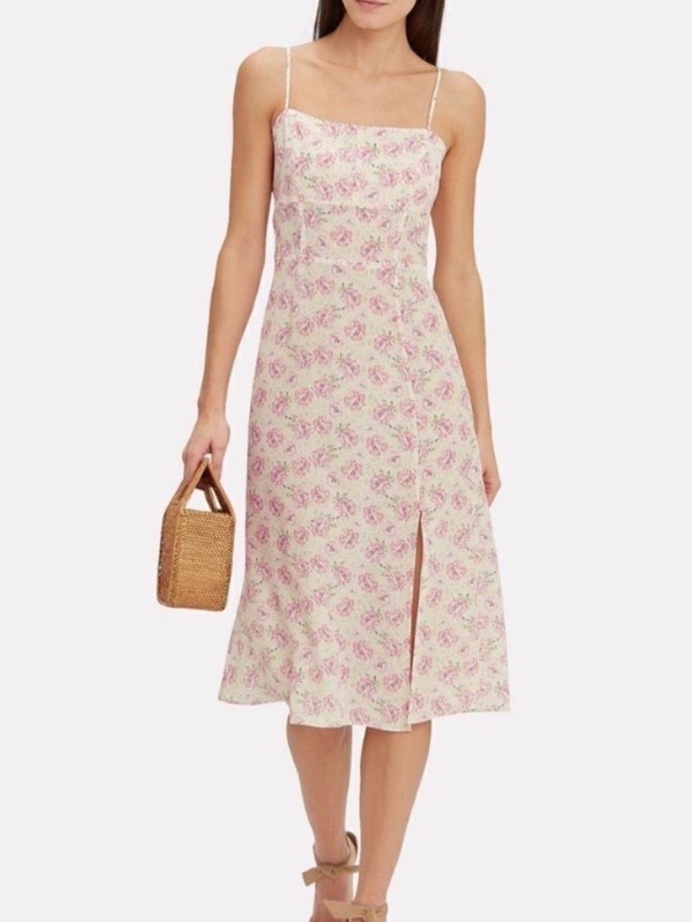 INTERMIX Olivia Floral Printed Silk Midi Dress size 2